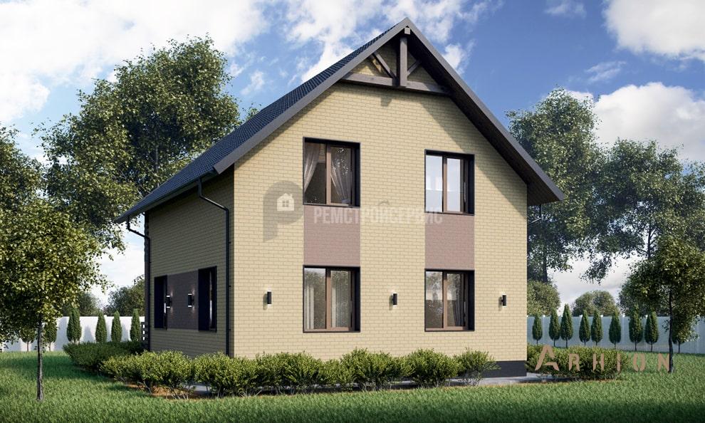 3. Проект одноэтажного дома в современном стиле с двускатной кровлей, t-31-01, площадью - 94 кв c мансардой, терассой, балконом